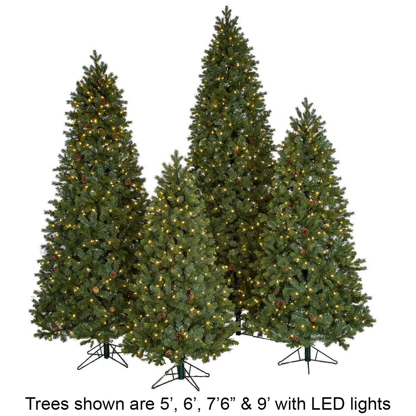 9'Hx49"W PE Mixed Needle Spruce & Pinecone Artificial Christmas Tree, LED Pre-Lit -Green/Brown - Image 2