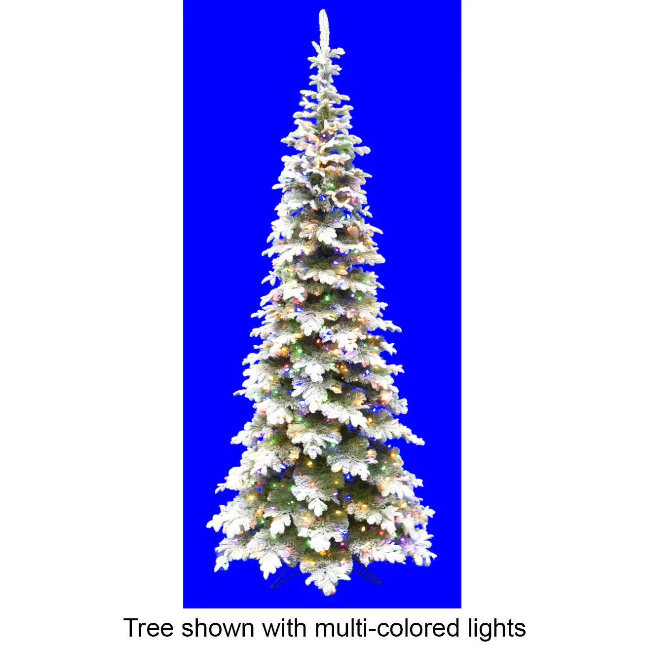 9'Hx50"W PE Flocked Pencil Sitka Spruce Artificial Christmas Tree, LED Pre-Lit -White/Green