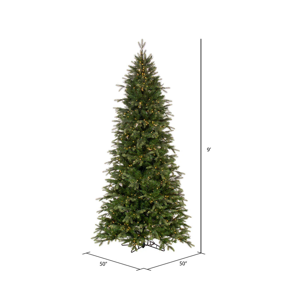 9'Hx50"W PE Slim Douglas Fir Artificial Christmas Tree, LED Pre-Lit -Green - Image 3