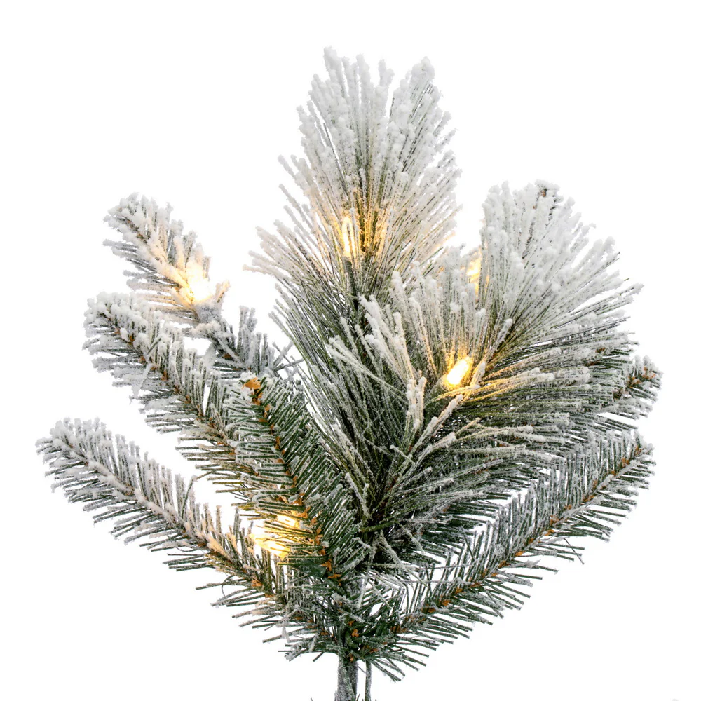 9'Hx51"W Flocked Jackson Pine Artificial Christmas Tree, LED Pre-Lit -White - Image 6