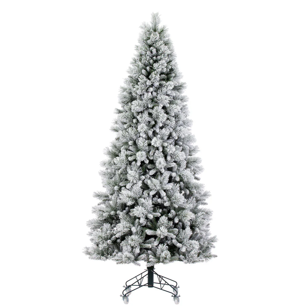 9'Hx51"W Flocked Jackson Pine Artificial Christmas Tree, Unlit -White
