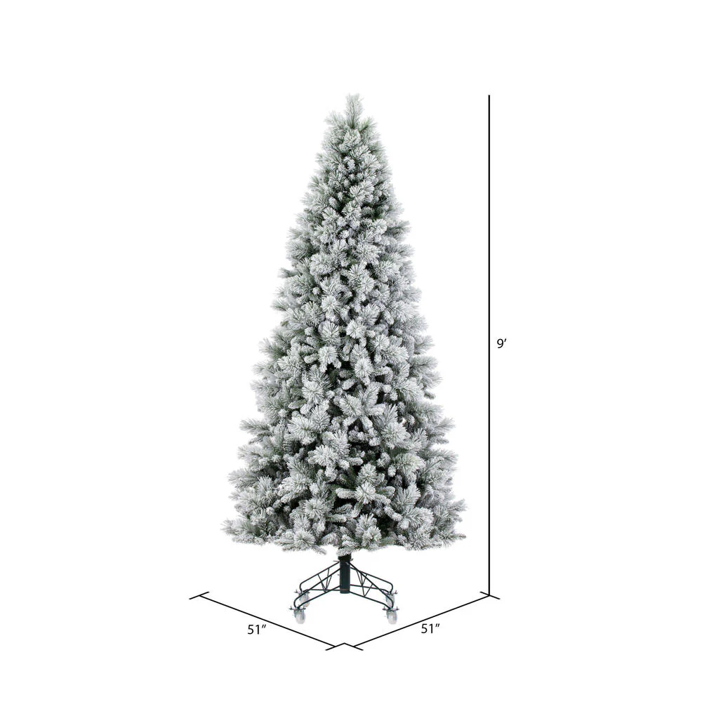 9'Hx51"W Flocked Jackson Pine Artificial Christmas Tree, Unlit -White - Image 3