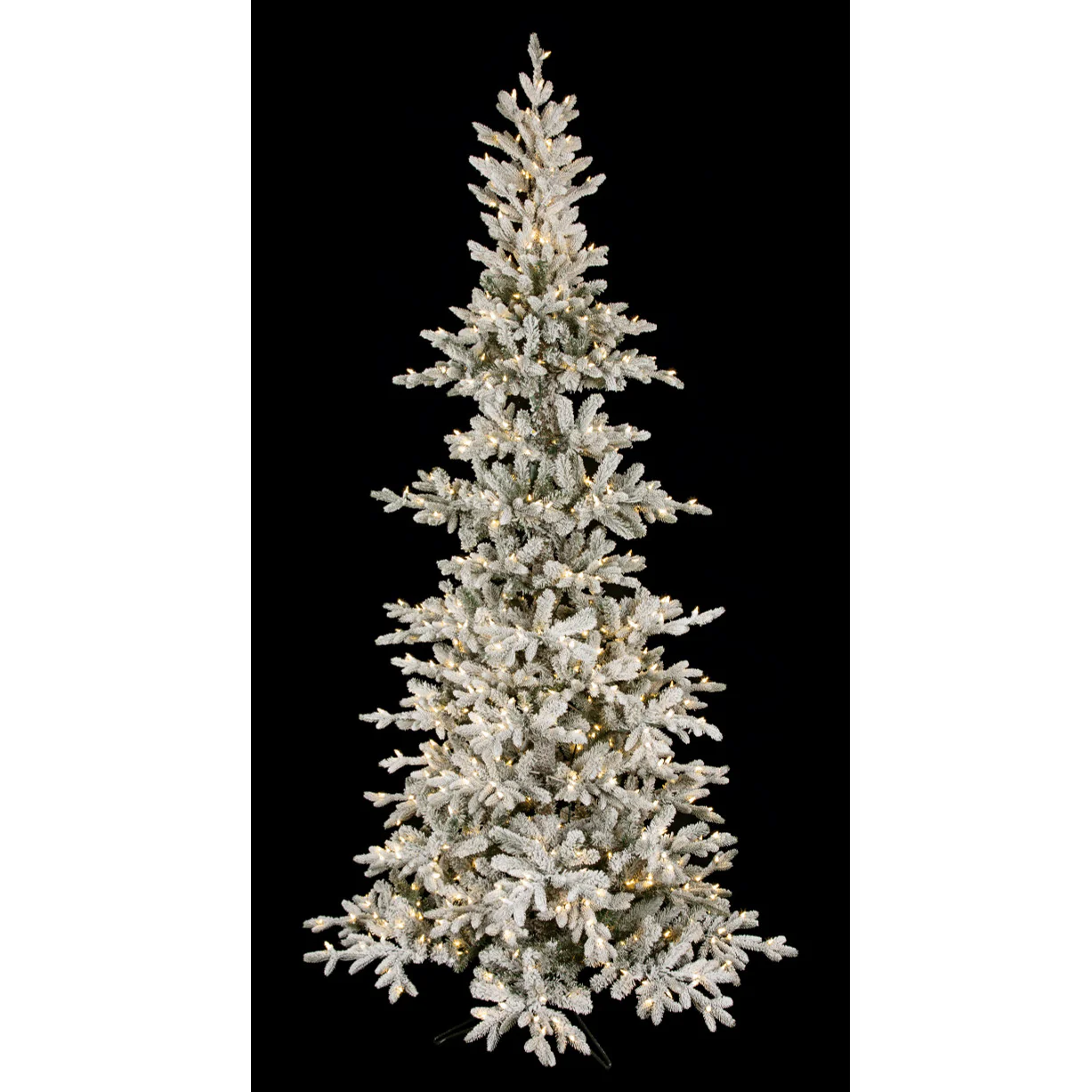 9'Hx51"W PE Flocked Hartford Spruce Artificial Christmas Tree, LED Pre-Lit -White/Green
