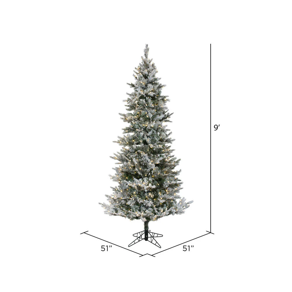 9'Hx51"W PE Flocked Slim Kiana Artificial Christmas Tree, LED Pre-Lit -White - Image 2