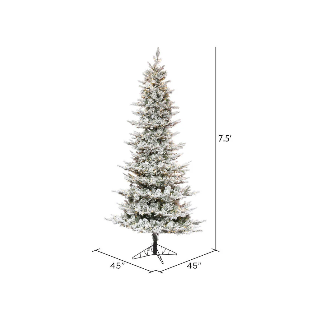 9'Hx51"W PE Flocked Slim Kiana Artificial Christmas Tree, Micro LED Pre-Lit (Multi-Mode) -White - Image 3