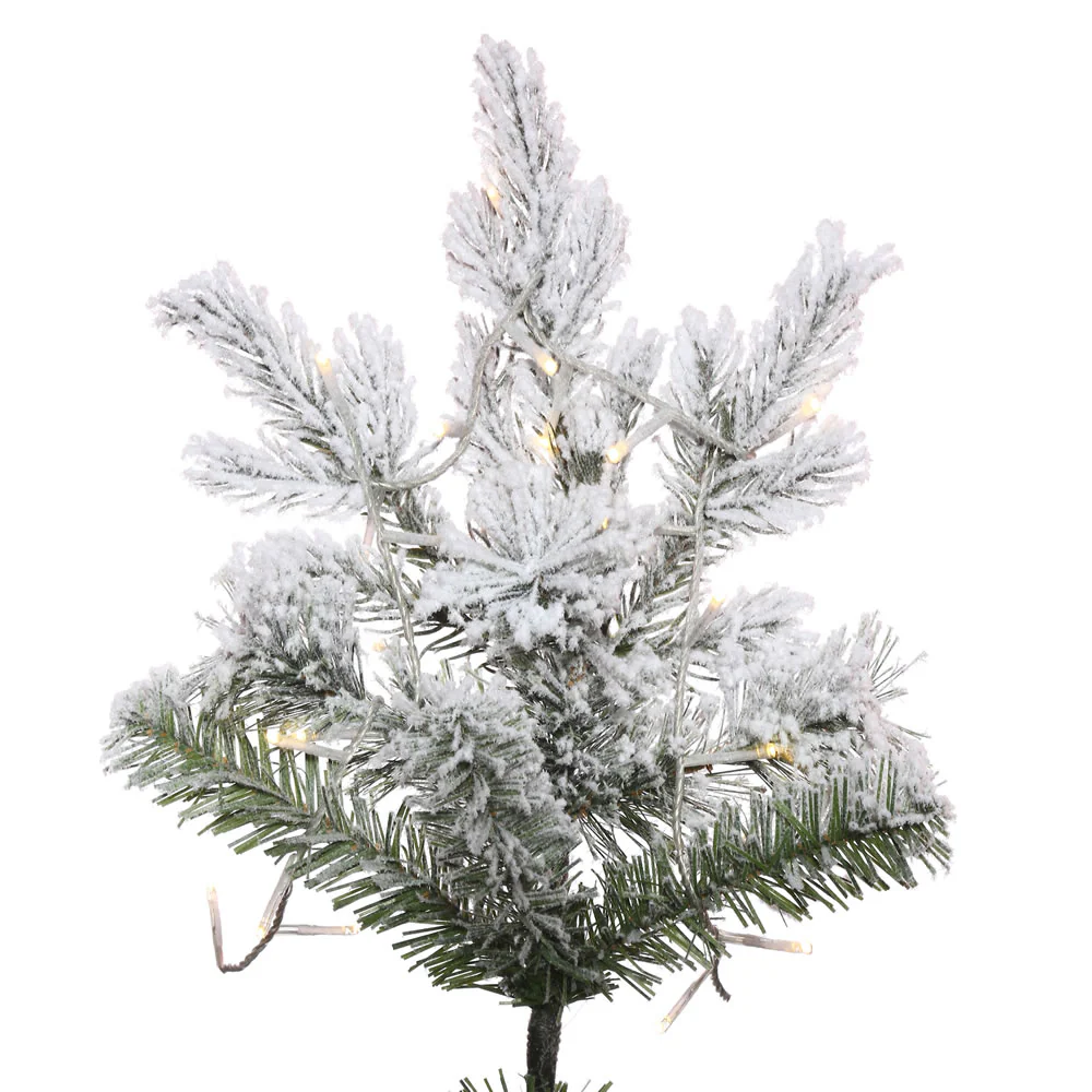 9'Hx51"W PE Flocked Slim Kiana Artificial Christmas Tree, Micro LED Pre-Lit -White - Image 5