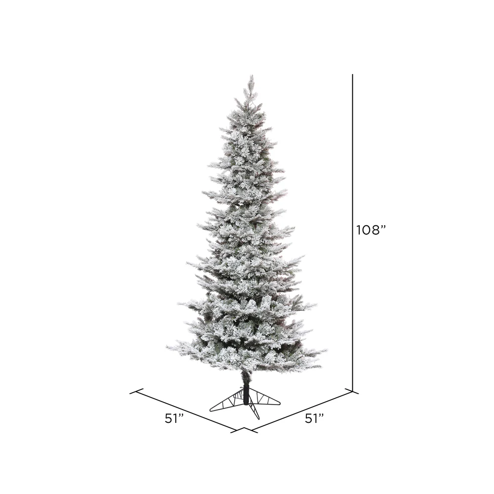 9'Hx51"W PE Flocked Slim Kiana Artificial Christmas Tree, Unlit -White - Image 2