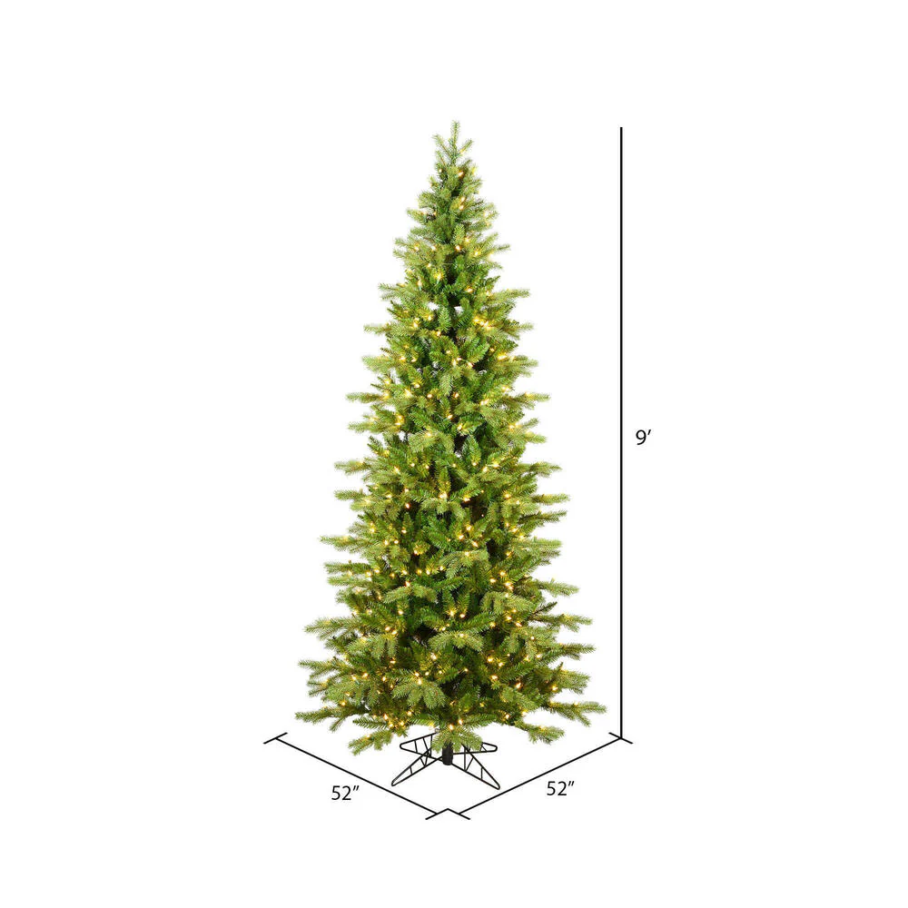9'Hx52"W PE Slim Balsam Spruce Artificial Christmas Tree, LED Pre-Lit -Green - Image 2