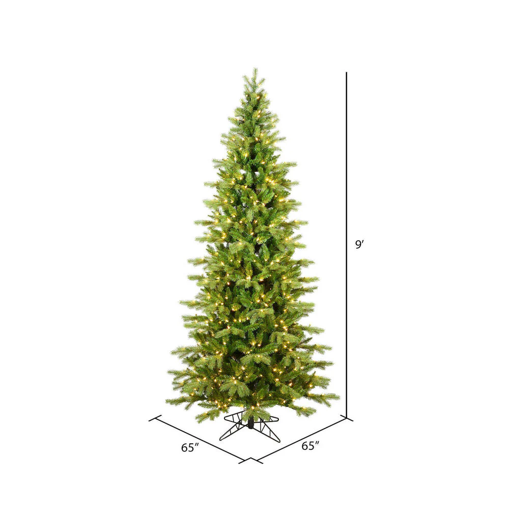 9'Hx52"W PE Slim Balsam Spruce Artificial Christmas Tree, Micro LED Pre-Lit -Green - Image 3