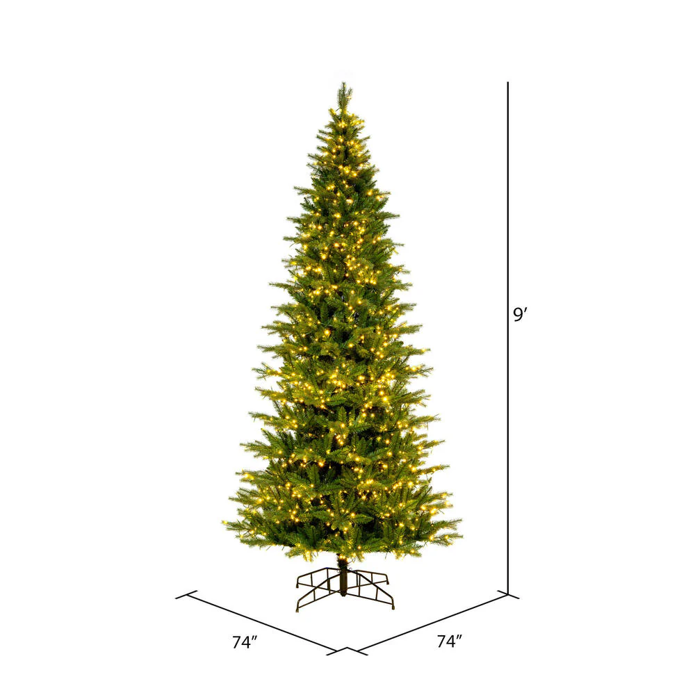 9'Hx52"W PE Slim Balsam Spruce Artificial Christmas Tree, Micro LED Pre-Lit (Multi-Mode) -Green - Image 2