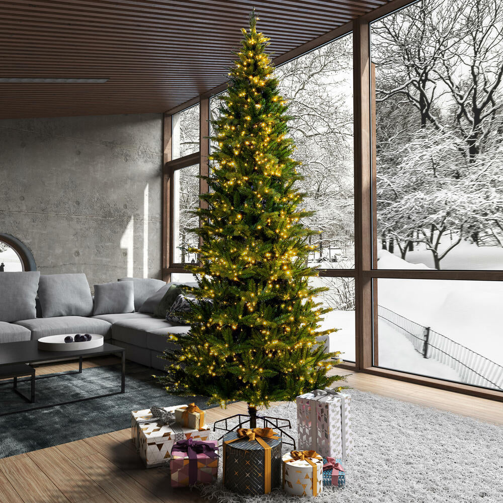 9'Hx52"W PE Slim Balsam Spruce Artificial Christmas Tree, Micro LED Pre-Lit (Multi-Mode) -Green - Image 7