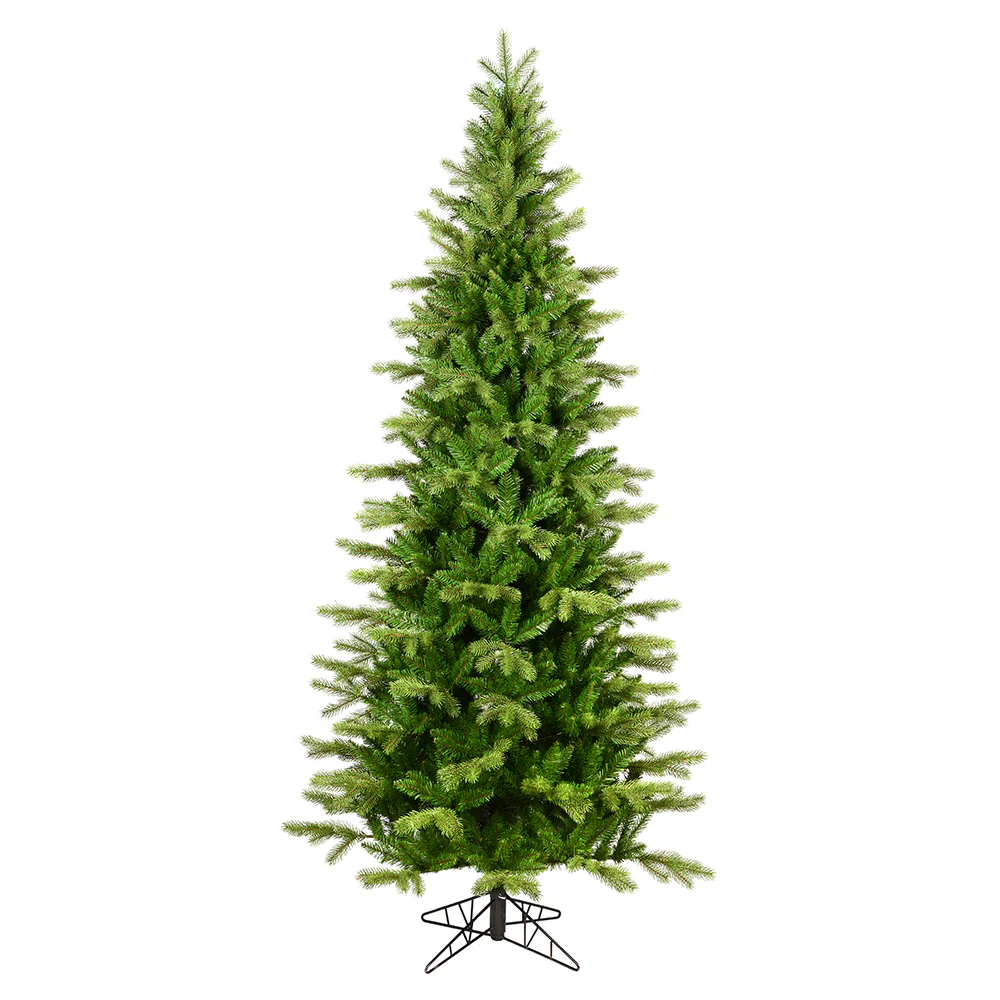 9'Hx52"W PE Slim Balsam Spruce Artificial Christmas Tree, Unlit -Green