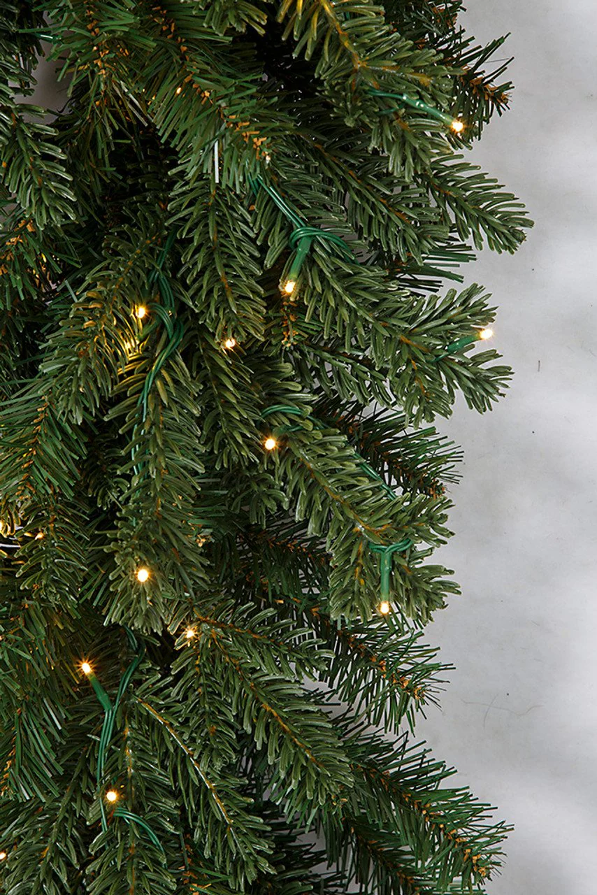 9'Hx53"W PE Pacific Fir Artificial Christmas Tree, Micro LED Pre-Lit -Green - Image 2