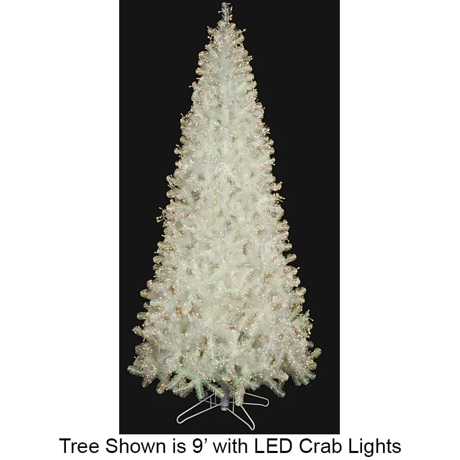 9'Hx53"W Tinsel Iridescent Artificial Christmas Tree, Micro LED Pre-Lit (Warm White, Multi-Mode) -Clear/Assorted