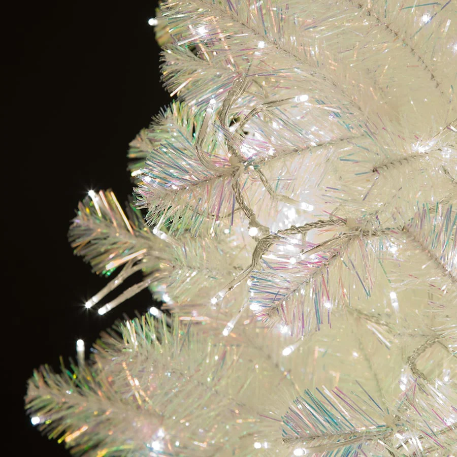 9'Hx53"W Tinsel Iridescent Artificial Christmas Tree, Micro LED Pre-Lit (Warm White, Multi-Mode) -Clear/Assorted - Image 2