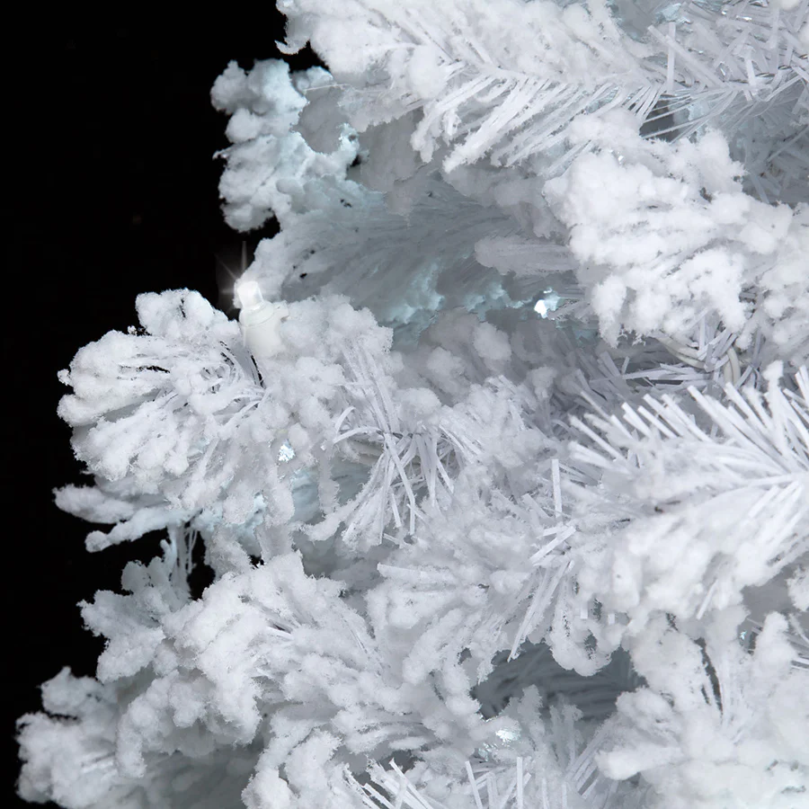 9'Hx54"W Heavy Flocked Arctic Pine Artificial Christmas Tree, LED Pre-Lit (Cool White) -White - Image 2