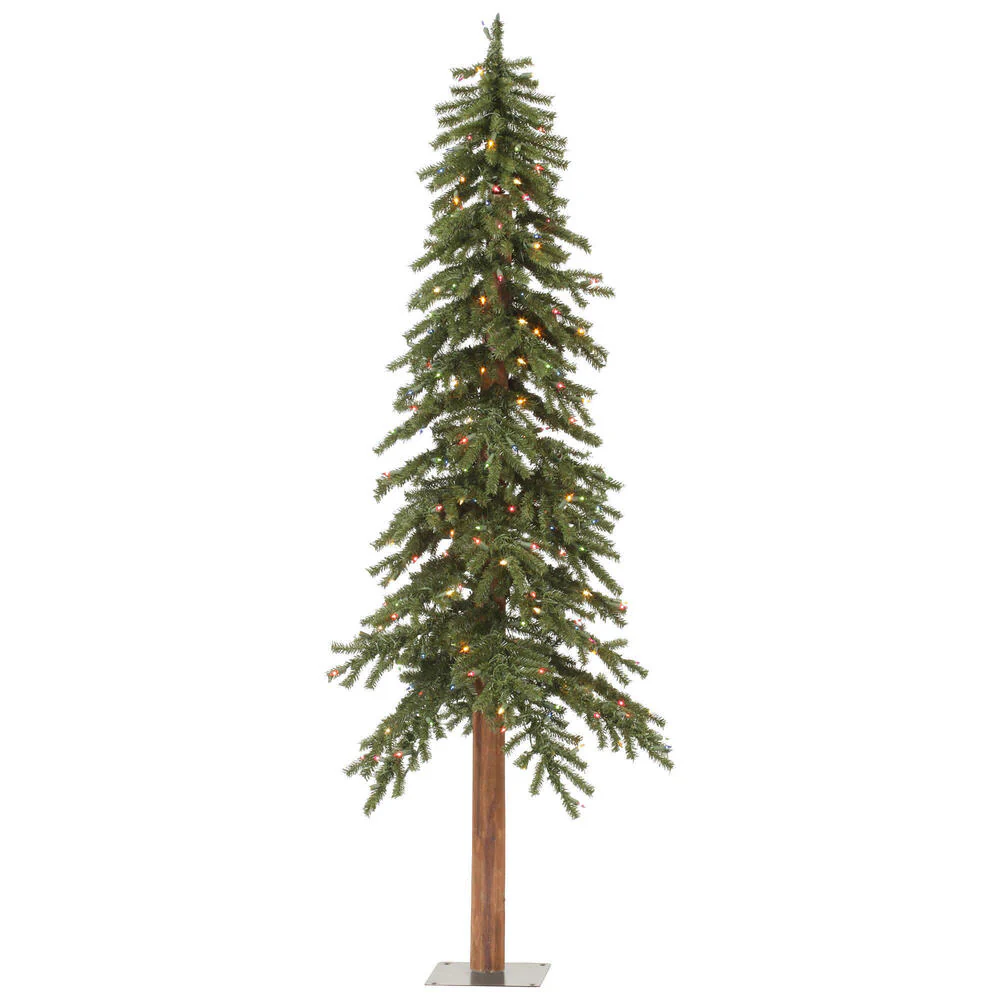 9'Hx56"W Natural Trunk Alpine Artificial Christmas Tree, Micro LED Pre-Lit (Multi-Mode) -Green - Image 2