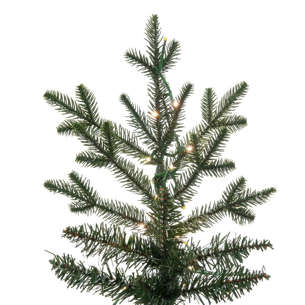 9'Hx57"W PE Slim Kamas Fraser Fir Artificial Christmas Tree, Micro LED Pre-Lit (Multi-Mode) -White/Green - Image 2