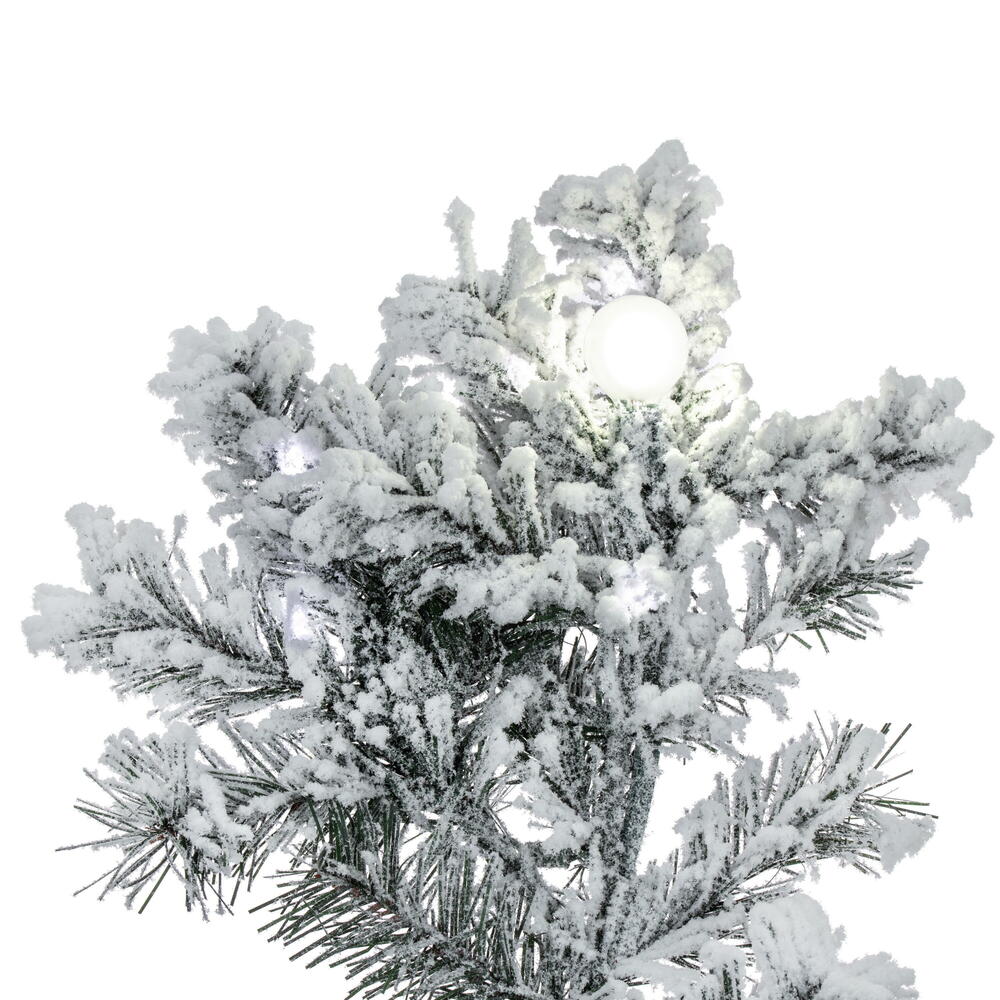 9'Hx58"W Flocked Slim Alaskan Pine Artificial Christmas Tree, G40 & LED Pre-Lit -White - Image 6