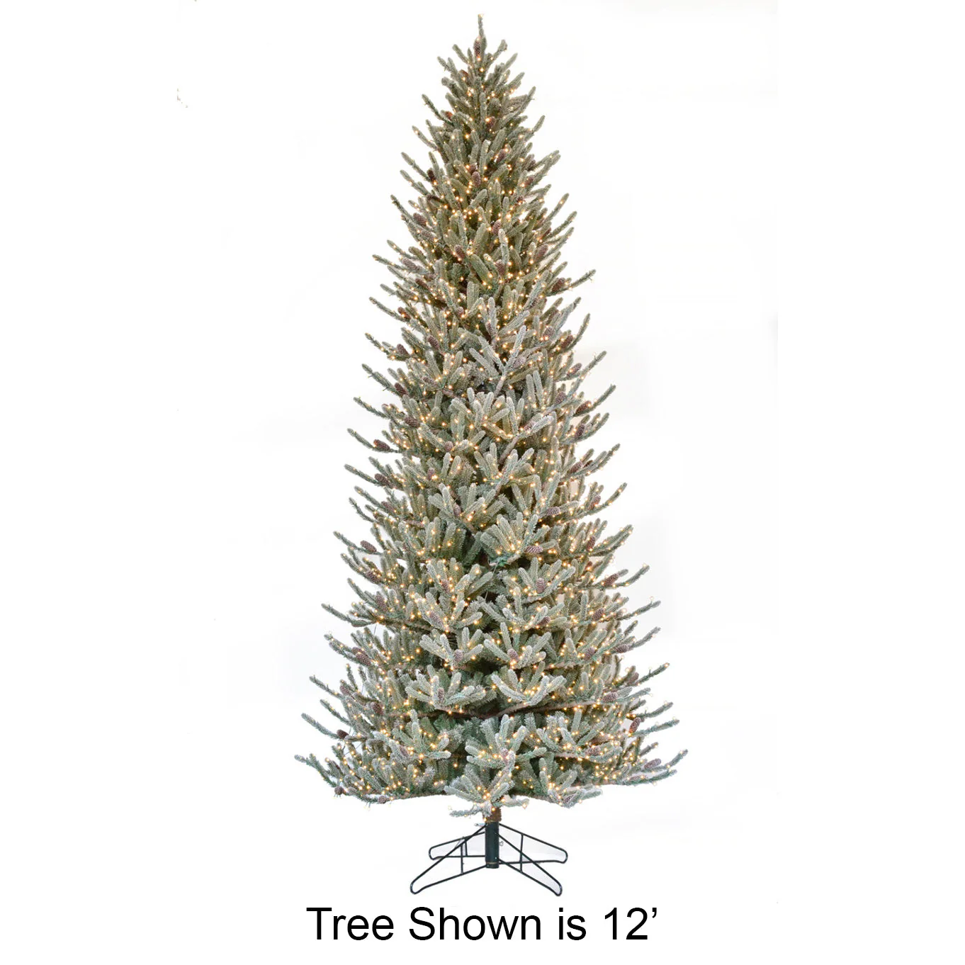 9'Hx58"W PE Flocked Siberian Blue Spruce & Pinecone Artificial Christmas Tree, Micro LED Pre-Lit -Green