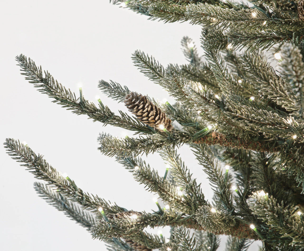9'Hx58"W PE Flocked Siberian Blue Spruce & Pinecone Artificial Christmas Tree, Micro LED Pre-Lit -Green - Image 2