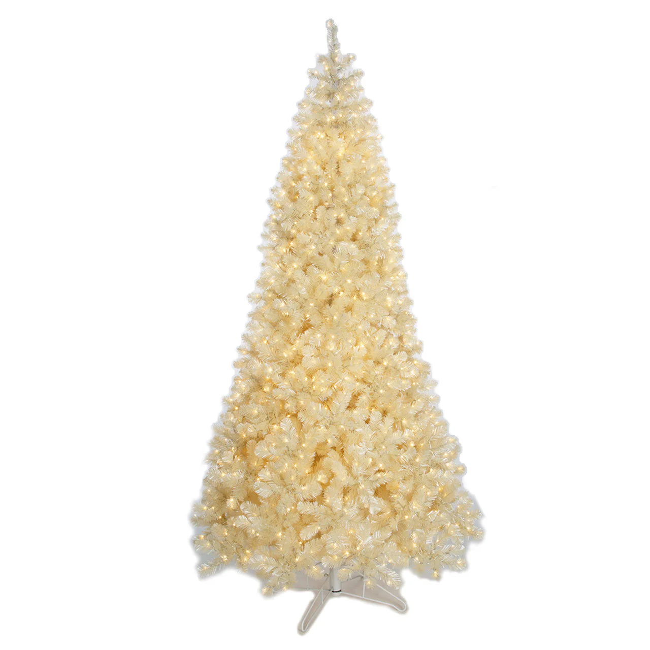 9'Hx58"W Tinsel Matte Vintage Artificial Christmas Tree, Micro LED Pre-Lit -White