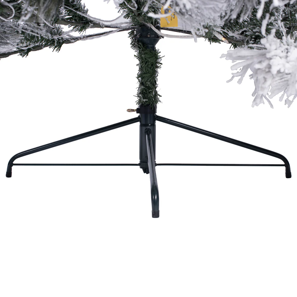 9'Hx59"W Half-Tree/Wall Flocked Slim Atka Pine Artificial Christmas Tree, LED Pre-Lit -White - Image 4