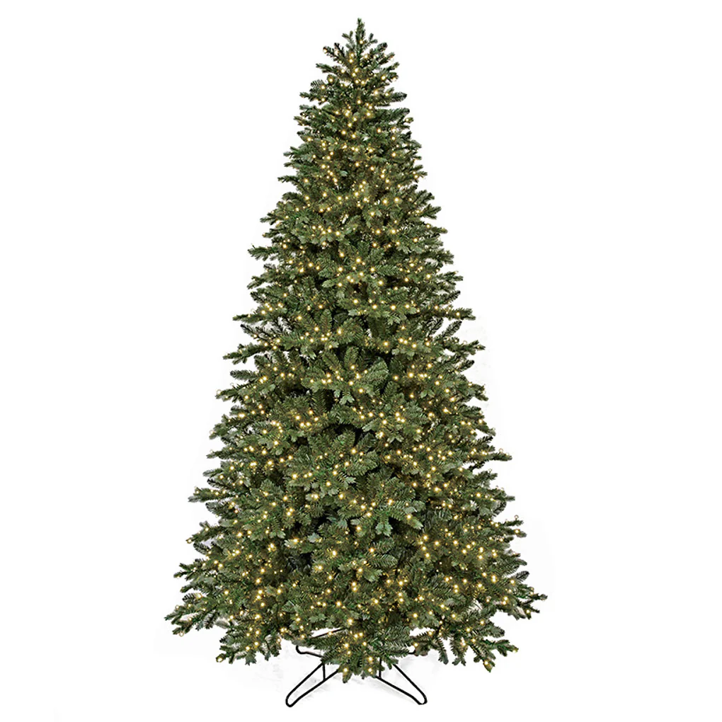 9'Hx59"W PE Grand Spruce Artificial Christmas Tree, Micro LED Pre-Lit -Green/Blue