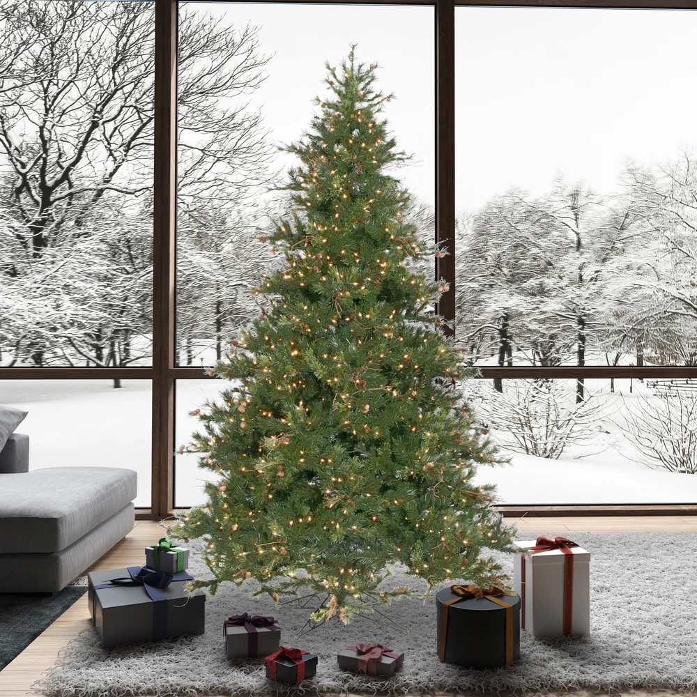 9'Hx61"W Mixed Country Artificial Christmas Tree w/Pinecone & Grapevine, LED Pre-Lit -Green/Brown - Image 5