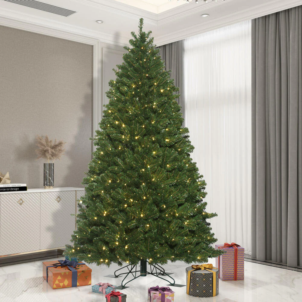 9'Hx61"W Outdoor UV-Resistant Oregon Fir Artificial Christmas Tree, LED Pre-Lit -Green - Image 2