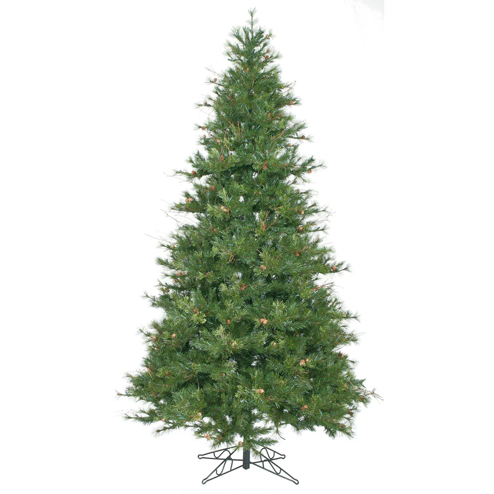9'Hx61"W Slim Mixed Country Artificial Christmas Tree w/Pinecone & Grapevine, Unlit -Green/Brown