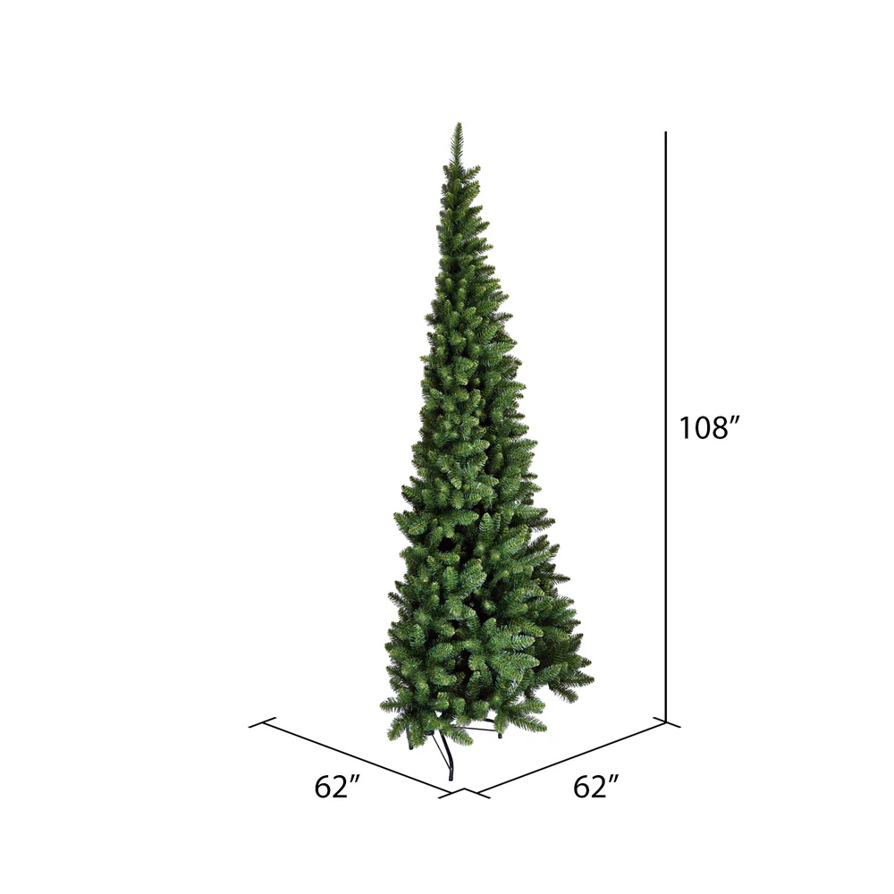 9'Hx62"W Half-Tree/Wall Chapel Pine Artificial Christmas Tree, Unlit -Green - Image 3