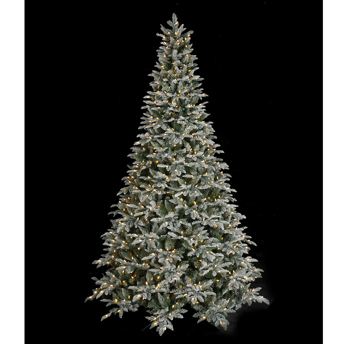 9'Hx62"W PE Flocked Canaan Fir Artificial Christmas Tree, LED Pre-Lit (Multi-Mode) -White/Green