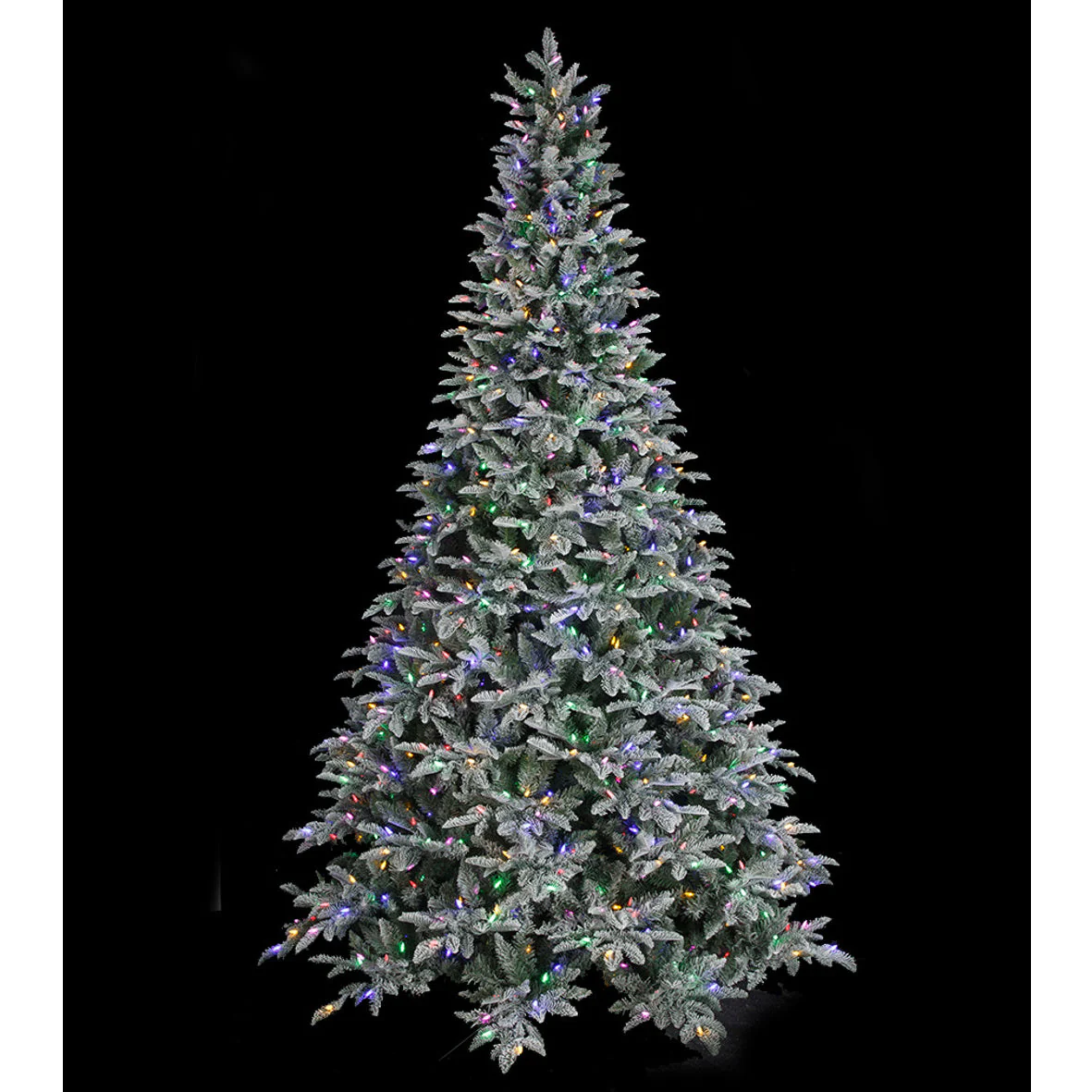 9'Hx62"W PE Flocked Canaan Fir Artificial Christmas Tree, LED Pre-Lit (Multi-Mode) -White/Green - Image 2