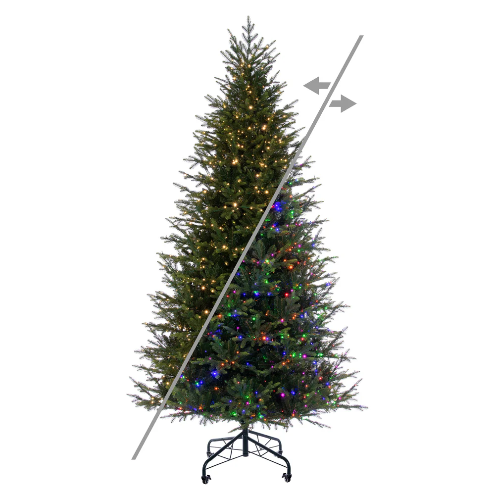 9'Hx63"W PE Orchard Fraser Fir Artificial Christmas Tree, Micro LED Pre-Lit (Multi-Mode) -Green