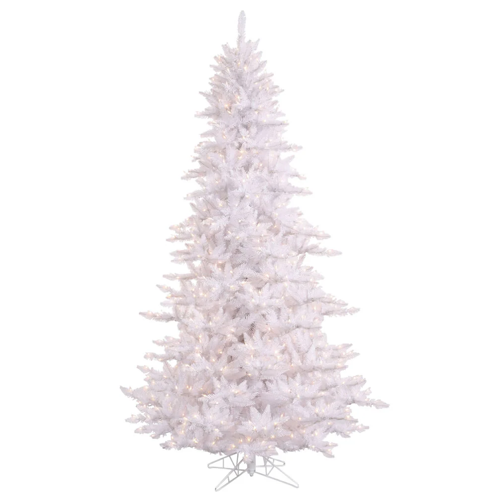 9'Hx64"W Fir Artificial Christmas Tree, LED Pre-Lit -White