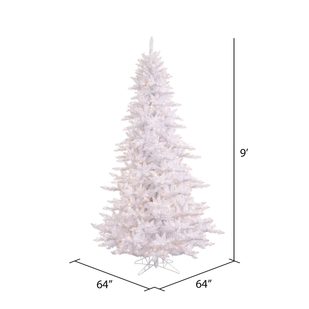 9'Hx64"W Fir Artificial Christmas Tree, LED Pre-Lit -White - Image 2