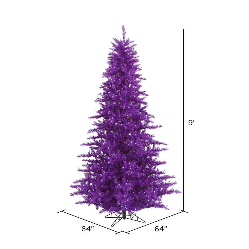 9'Hx64"W Fir Artificial Christmas Tree, Unlit -Purple - Image 2