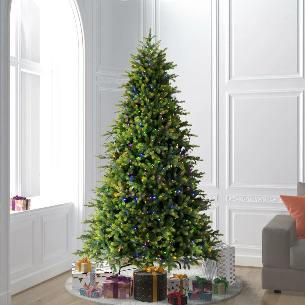9'Hx64"W PE Jersey Fraser Artificial Christmas Tree, RGB LED Pre-Lit (Multi-Mode) -Green - Image 7