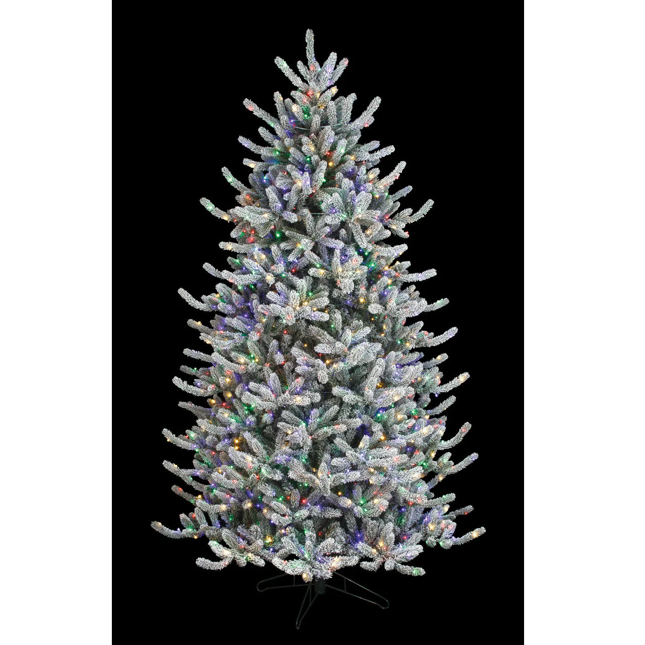 9'Hx65"W PE Flocked Windsor Spruce Artificial Christmas Tree, Micro LED Pre-Lit (Multi-Mode) -White/Green