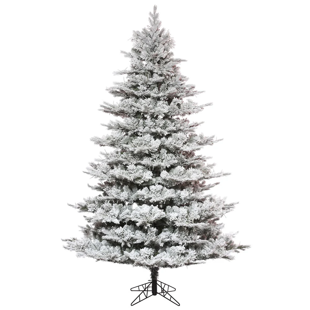 9'Hx66"W PE Flocked Kiana Artificial Christmas Tree, Unlit -White