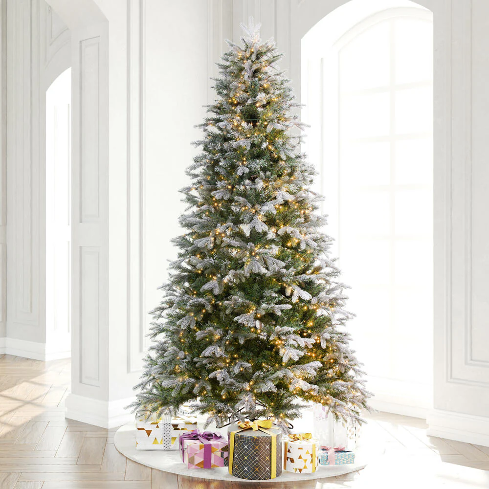 9'Hx66"W PE Frosted Douglas Fir Artificial Christmas Tree, LED Pre-Lit -Green - Image 6