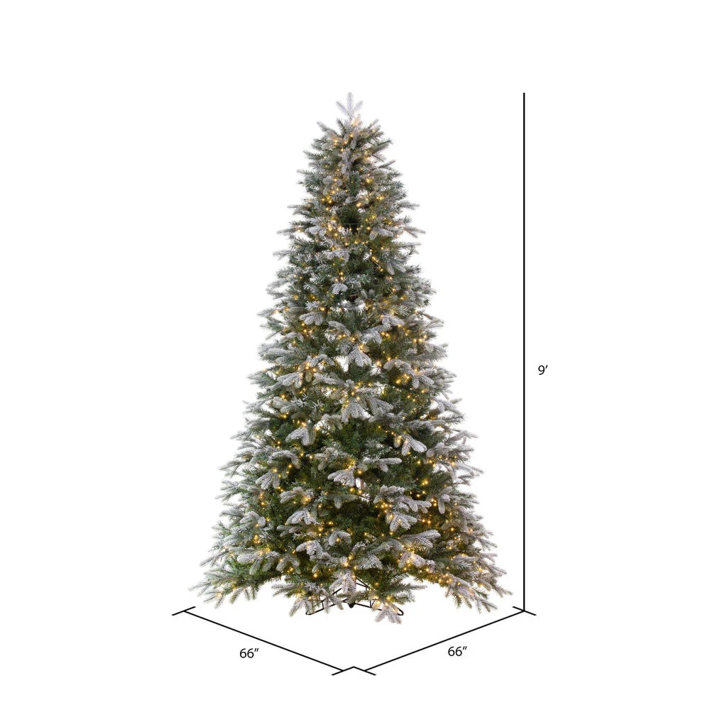 9'Hx66"W PE Frosted Douglas Fir Artificial Christmas Tree, Micro LED Pre-Lit -Green - Image 3