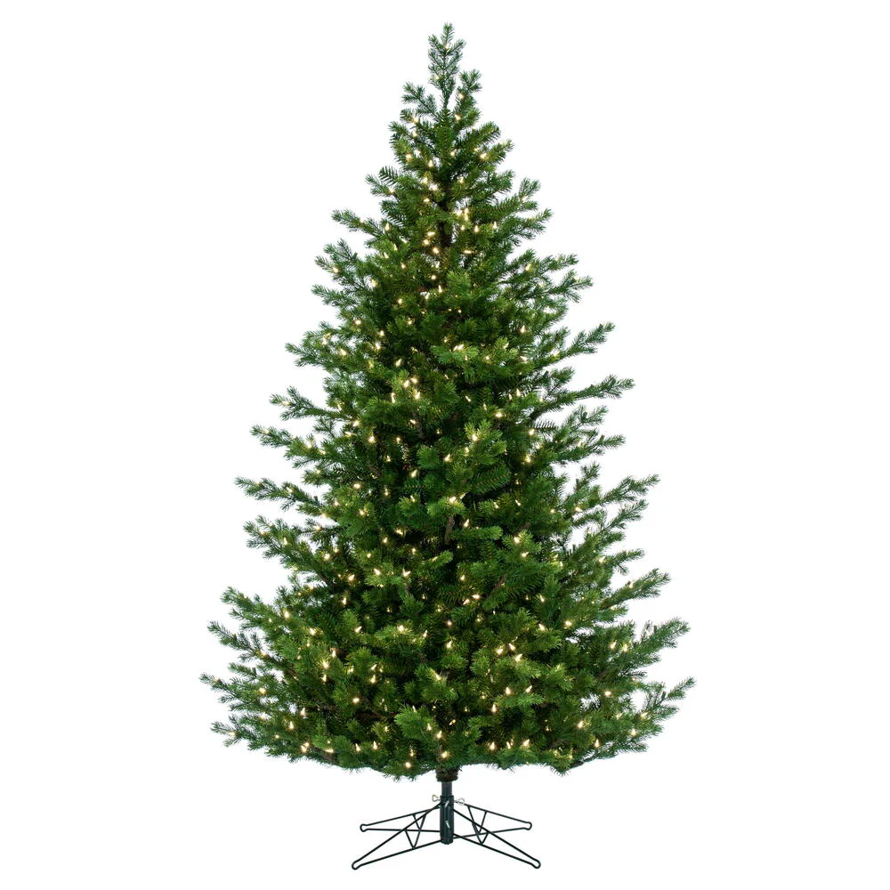 9'Hx67"W PE Eagle Fraser Artificial Christmas Tree, LED Pre-Lit -Green