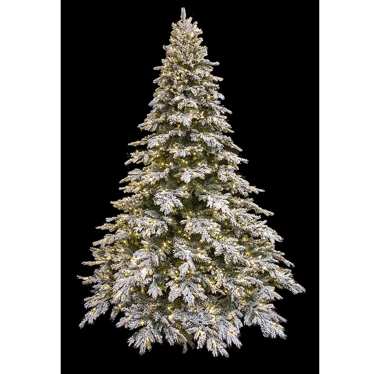 9'Hx78"W PE Frosted Black Mountain Spruce Artificial Christmas Tree, LED Pre-Lit -White/Green