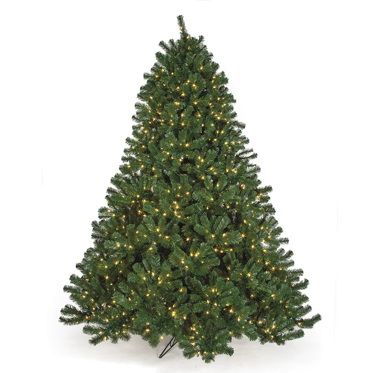 9'Hx80"W Fluff-Free Deluxe Virginia Pine Artificial Christmas Tree, LED Pre-Lit -Green
