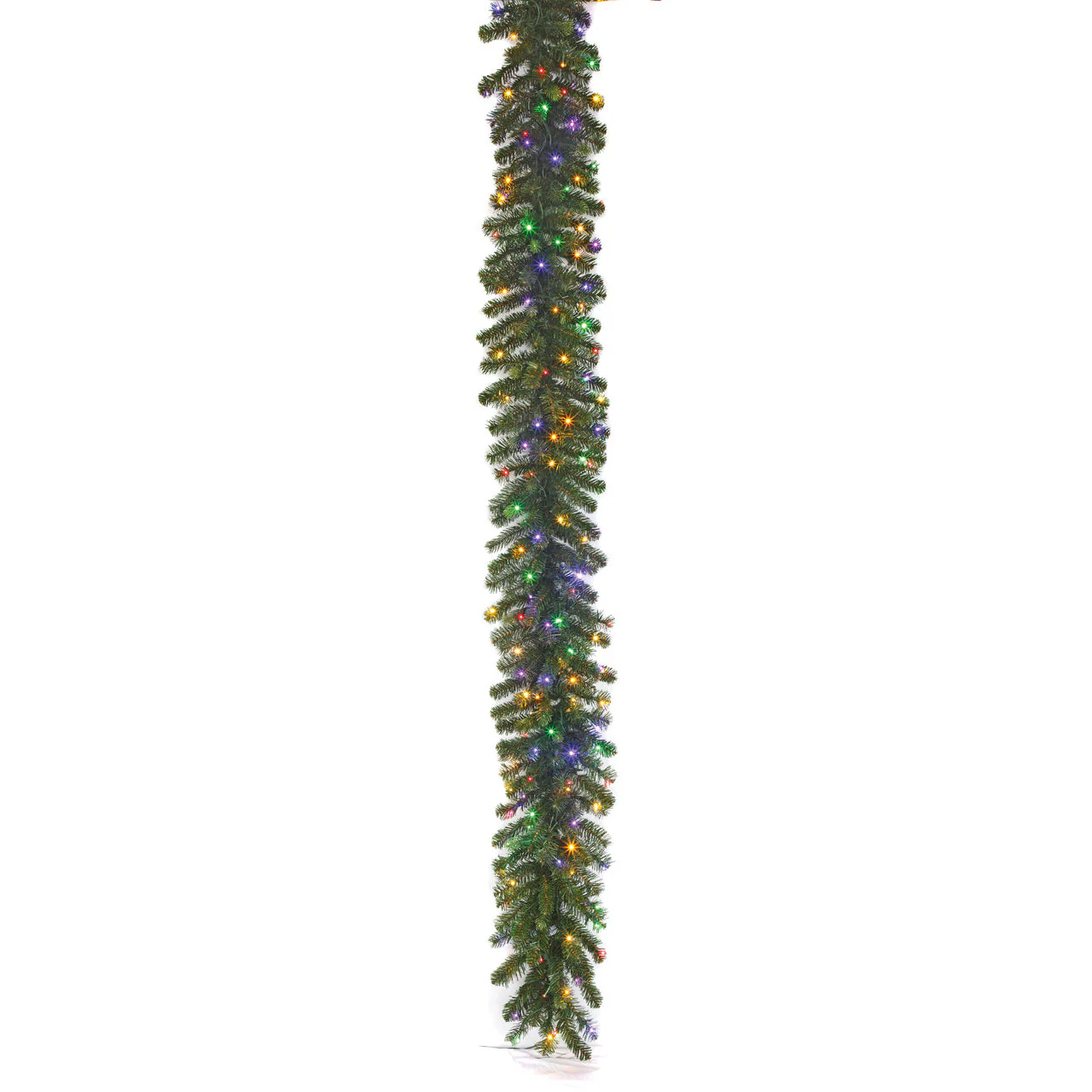 9'Lx10"W PE Artificial Grand Noble Fir Garland, Micro LED Pre-Lit (Multi-Mode) -Green (Pack of 2)