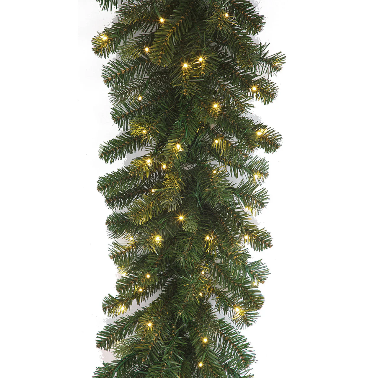 9'Lx10"W PE Artificial Grand Noble Fir Garland, Micro LED Pre-Lit (Multi-Mode) -Green (Pack of 2) - Image 3