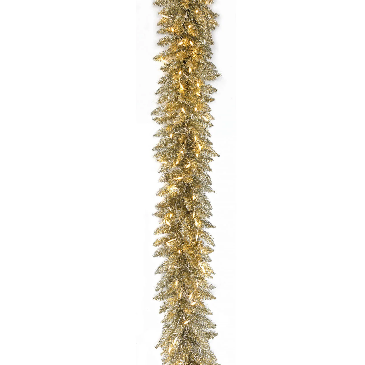 9'Lx11"W Tinsel Sparkling Artificial Garland, LED Pre-Lit -Champagned (Pack of 2)