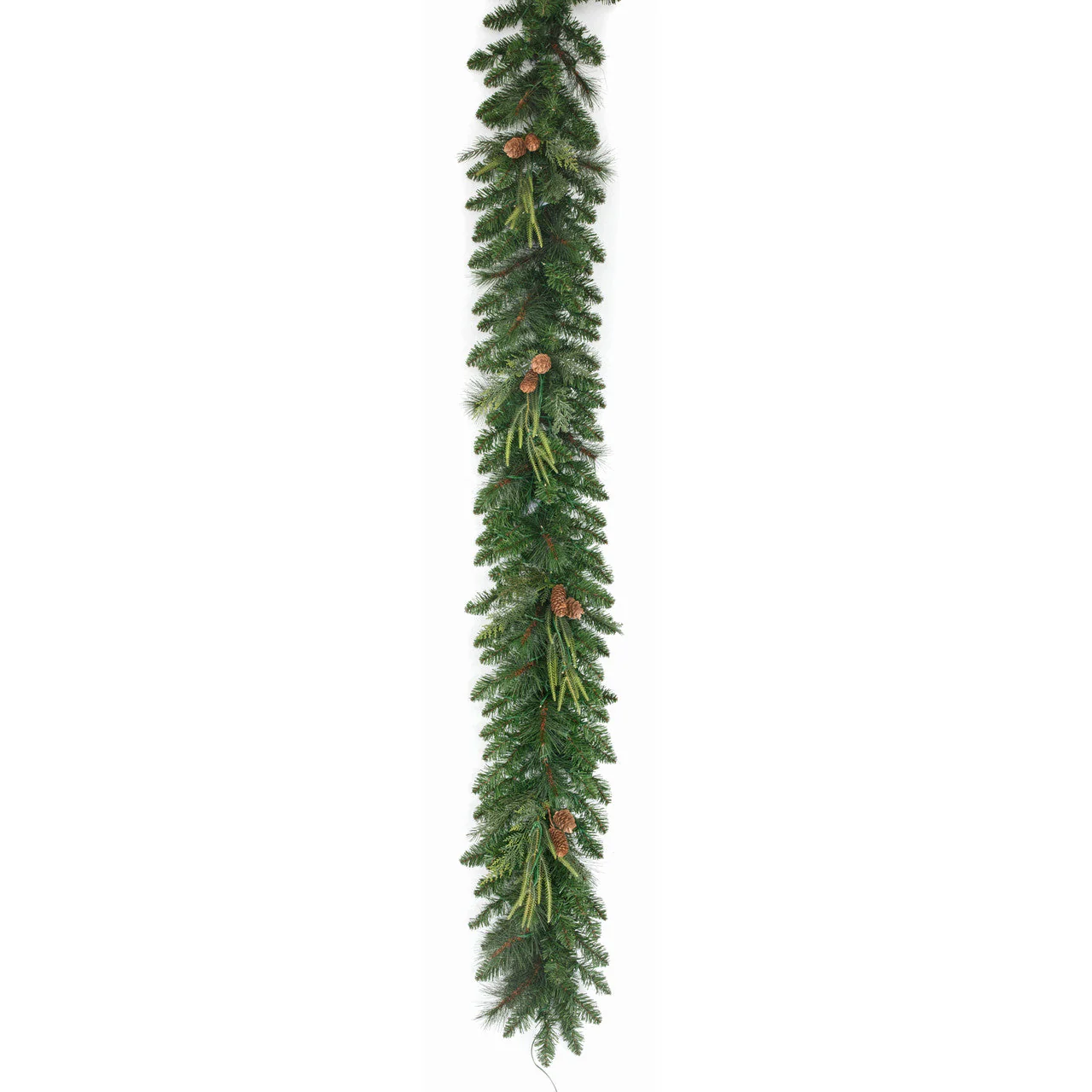 9'Lx12"W PE Artificial Marquett Pine & Pinecone Garland, Micro LED Pre-Lit -Green (Pack of 2) - Image 2